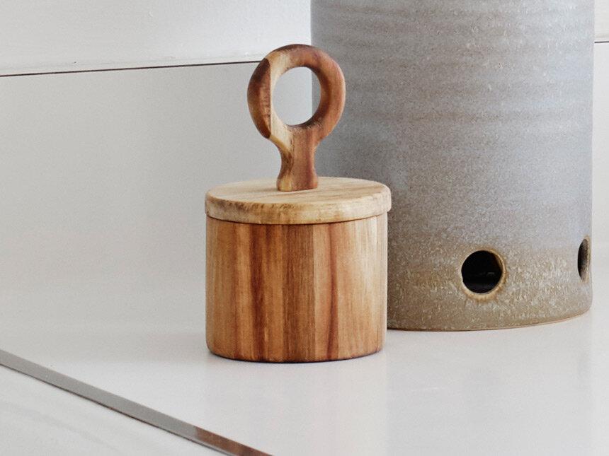 Acacia Wood Salt Jar